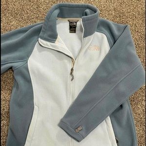 Womens North Face. Light blue w/ a grayish bluish color. Size Large.